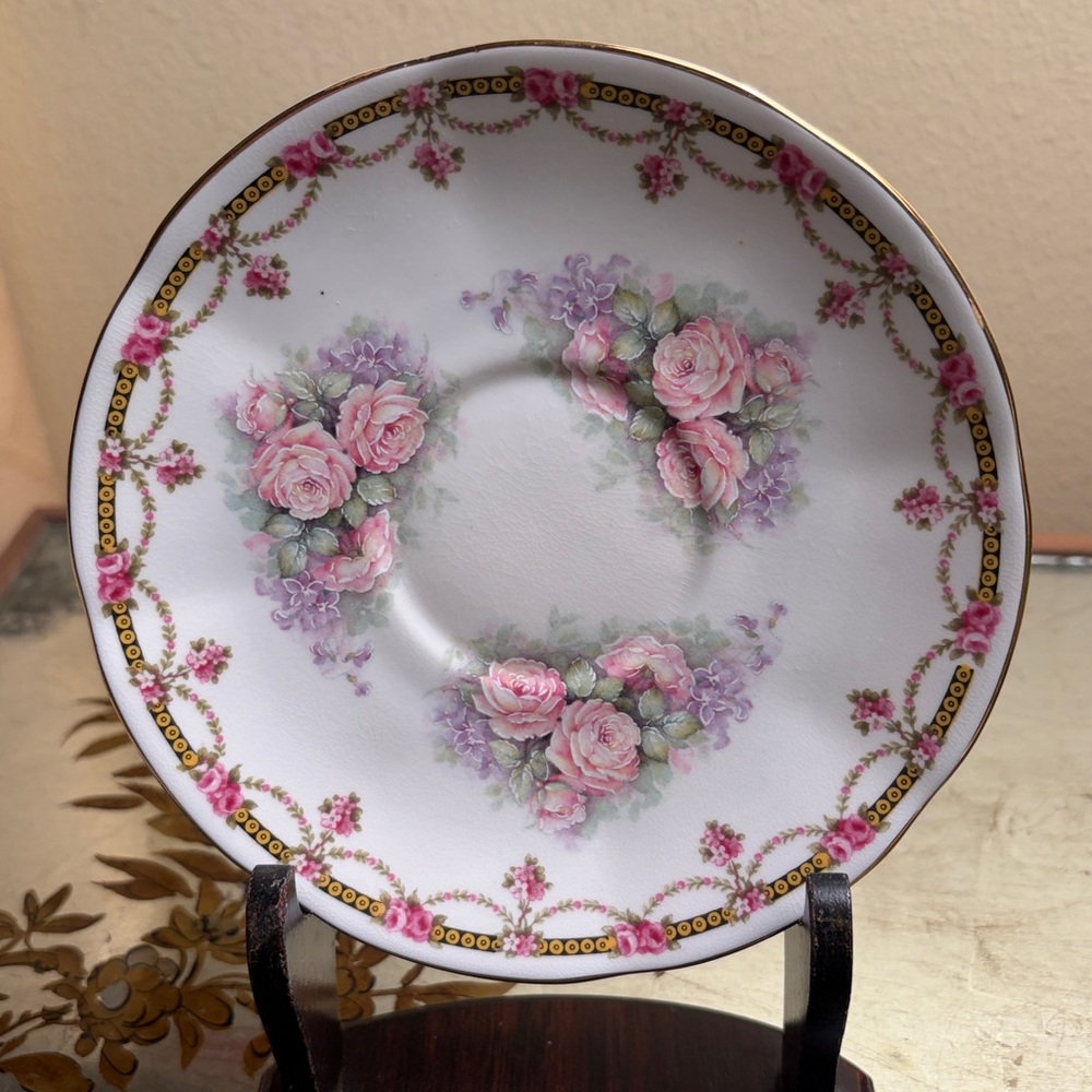 Vintage Staffordshire Rose Pattern Teacup and Saucer - Picture 3 of 9